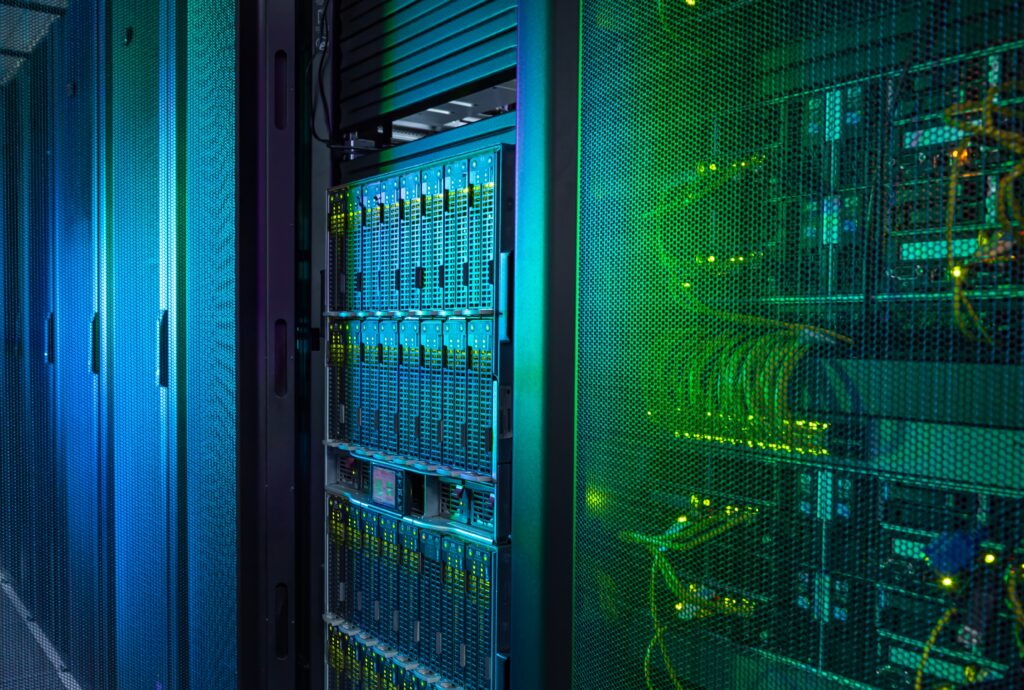 Supercomputer,,Rackmounted,Servers,In,A,Datacenter,,Modern,Telecommunications,,Artificial,Intelligence,